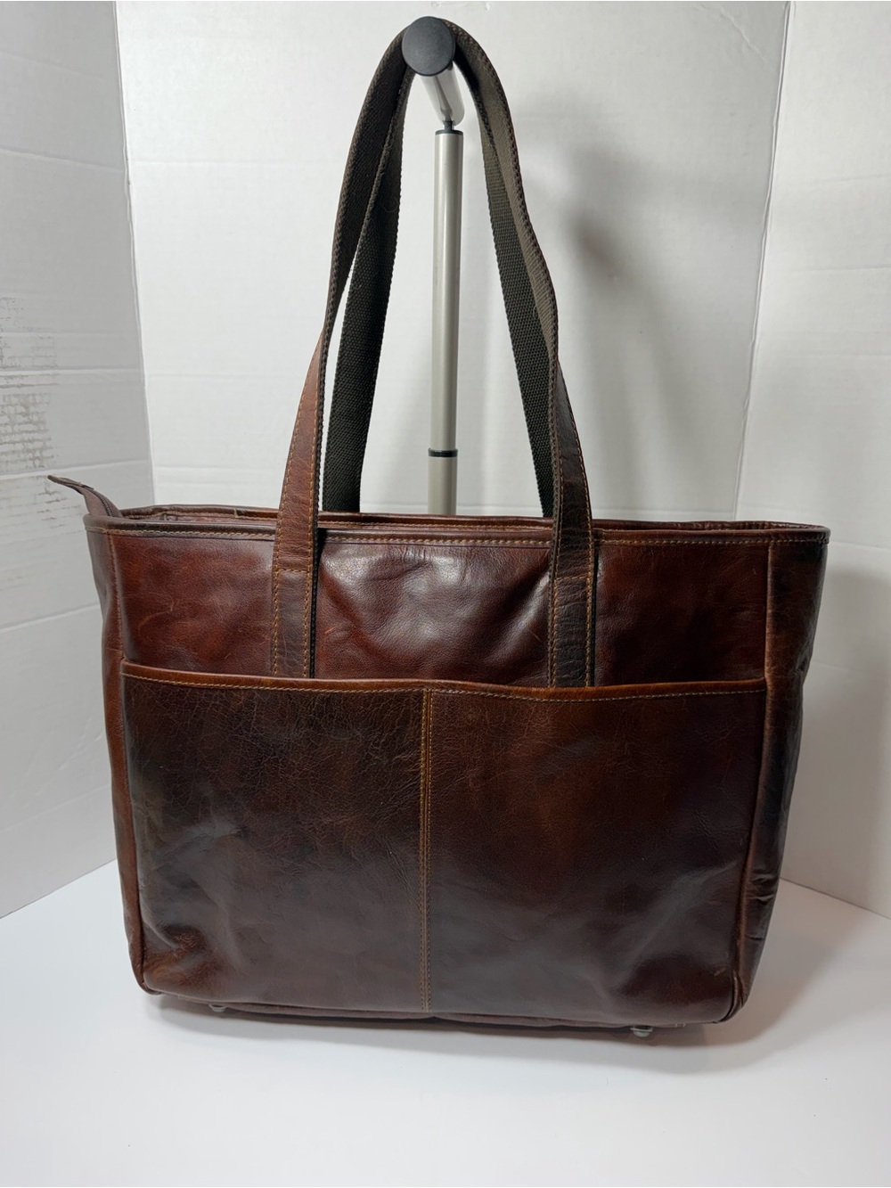 Jack Georges Voyager Buffalo Leather Business Tote #7917 Rare Burgundy $395